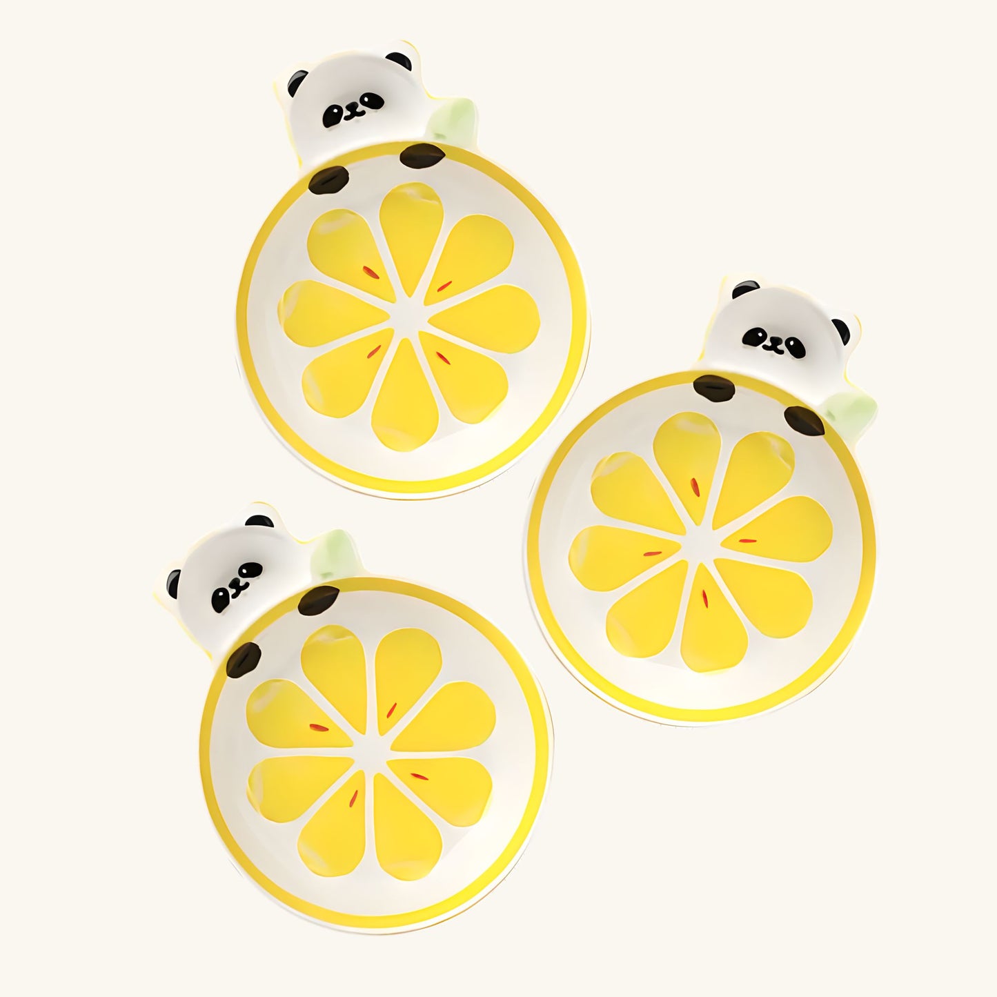 Panda Lemon Slice Ceramic Plate – Handcrafted Fruit & Animal Kids Dinnerware | Look Mumma