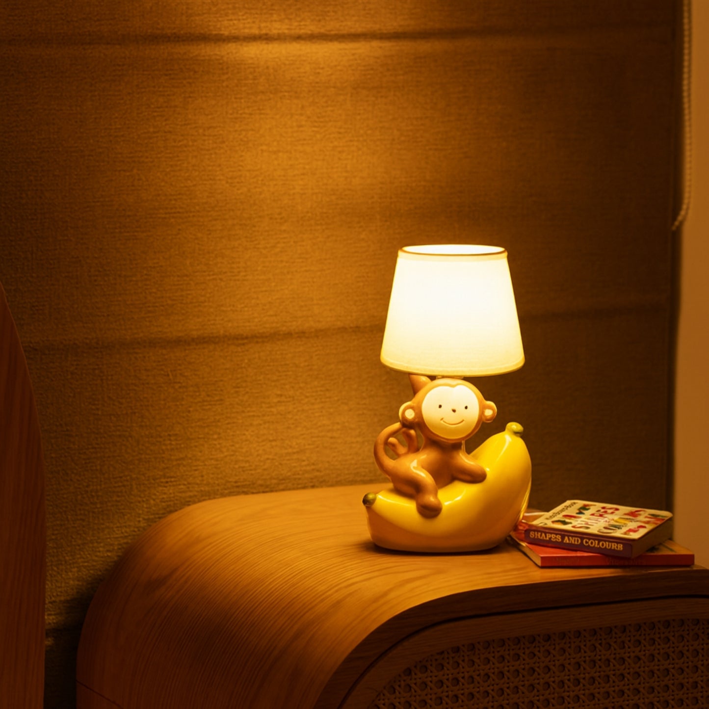 Playful Monkey & Banana Ceramic Table Lamp | Look Mumma