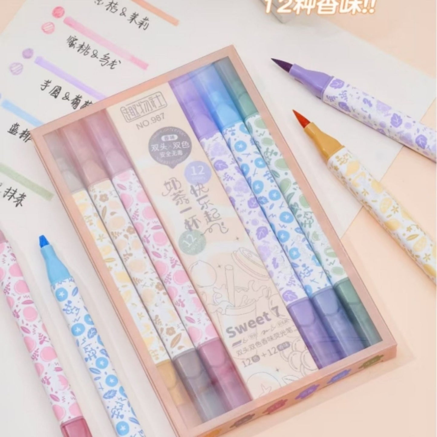 Highlighter Duo 12 Colors Pen | Look Mumma