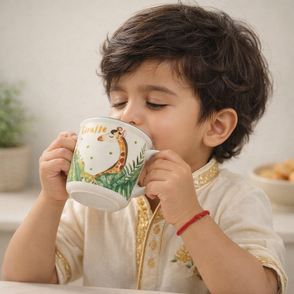 Serene Giraffe Ceramic Mug– Handcrafted Wild Animal Kids Tableware | Look Mumma