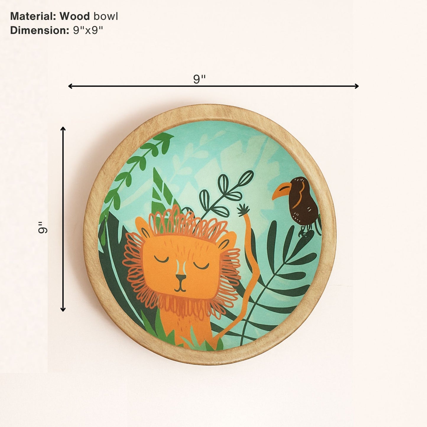 Sleepy Lion Jungle Wood Plate & Bowl Set – Handcrafted Safari Kids Dinnerware | Look Mumma