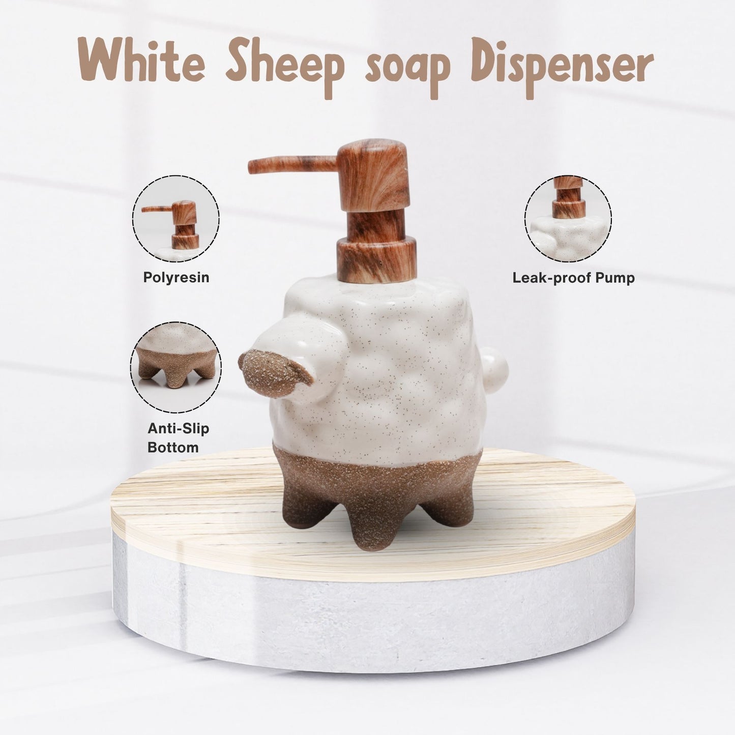 White Sheep Ceramic Soap Dispenser – Adorable Handcrafted Bathroom Accessory | Look Mumma