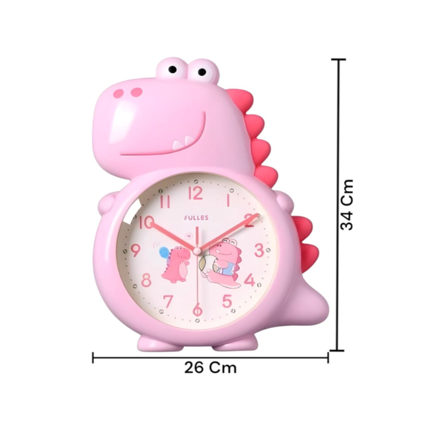 Pink Dino Buddy Wall Clock Bright Dinosaur Kids Room Hardware | Look Mumma