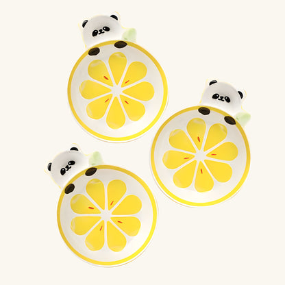 Panda Lemon Slice Ceramic Plate – Handcrafted Fruit & Animal Kids Dinnerware | Look Mumma