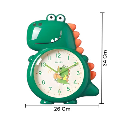 Darker forest Green Dino Buddy Wall Clock Bright Dinosaur Kids Room Hardware | Look Mumma