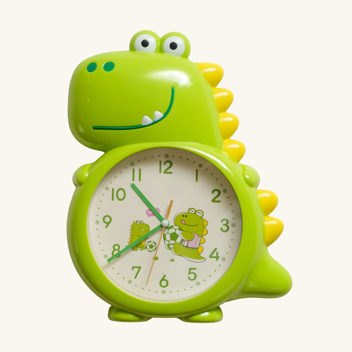 Lime Green Dino Buddy Wall Clock Bright Dinosaur Kids Room Hardware | Look Mumma