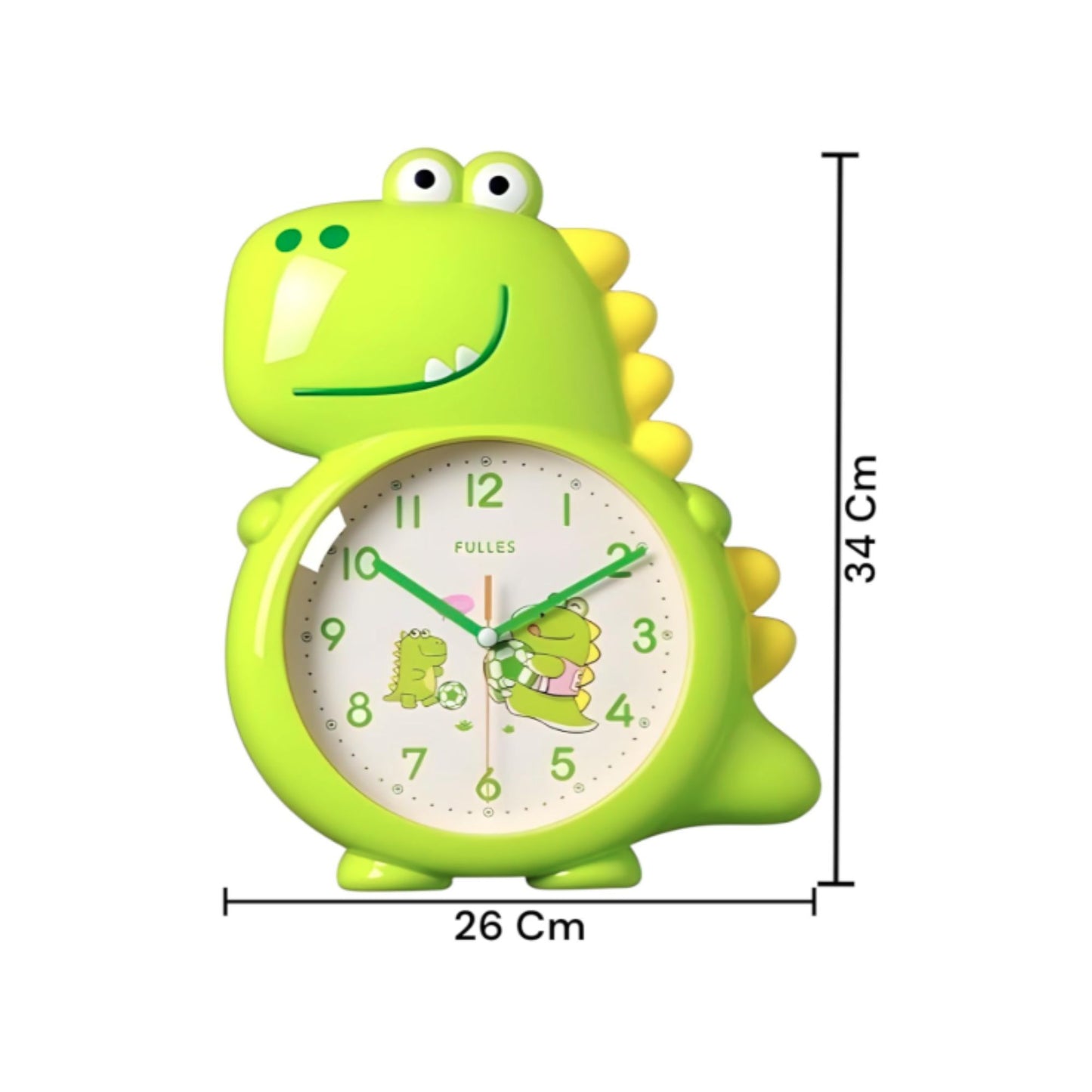 Lime Green Dino Buddy Wall Clock Bright Dinosaur Kids Room Hardware | Look Mumma