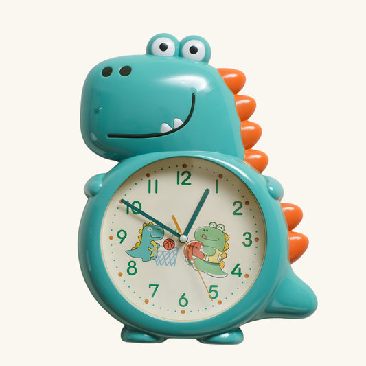Turquoise Dino Buddy Wall Clock Bright Dinosaur Kids Room Hardware | Look Mumma