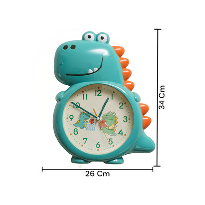 Turquoise Dino Buddy Wall Clock Bright Dinosaur Kids Room Hardware | Look Mumma