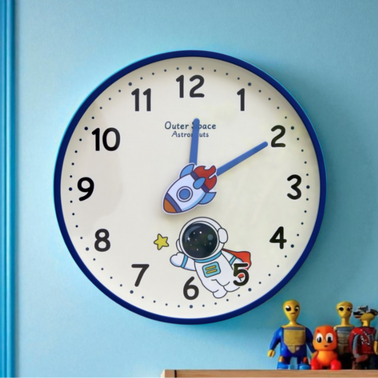 Round Wall Clock (Space Rocket Astronaut Wall Clock) | Look Mumma