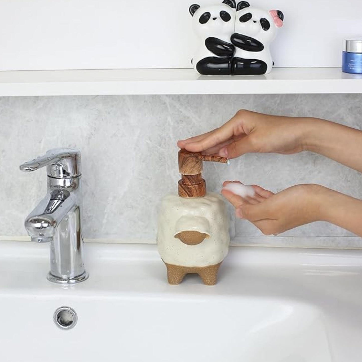 White Sheep Ceramic Soap Dispenser – Adorable Handcrafted Bathroom Accessory | Look Mumma