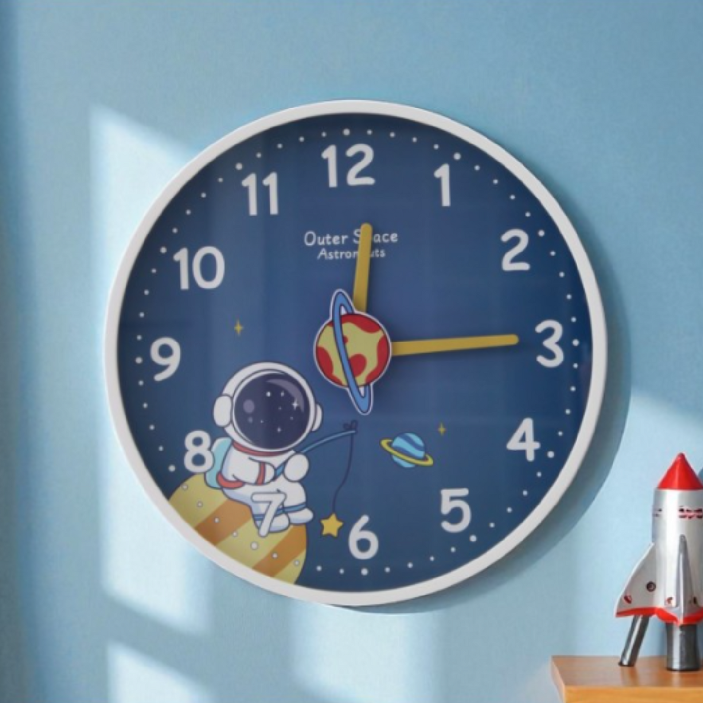 Whimsical Astronaut Outer Space Wall Clock