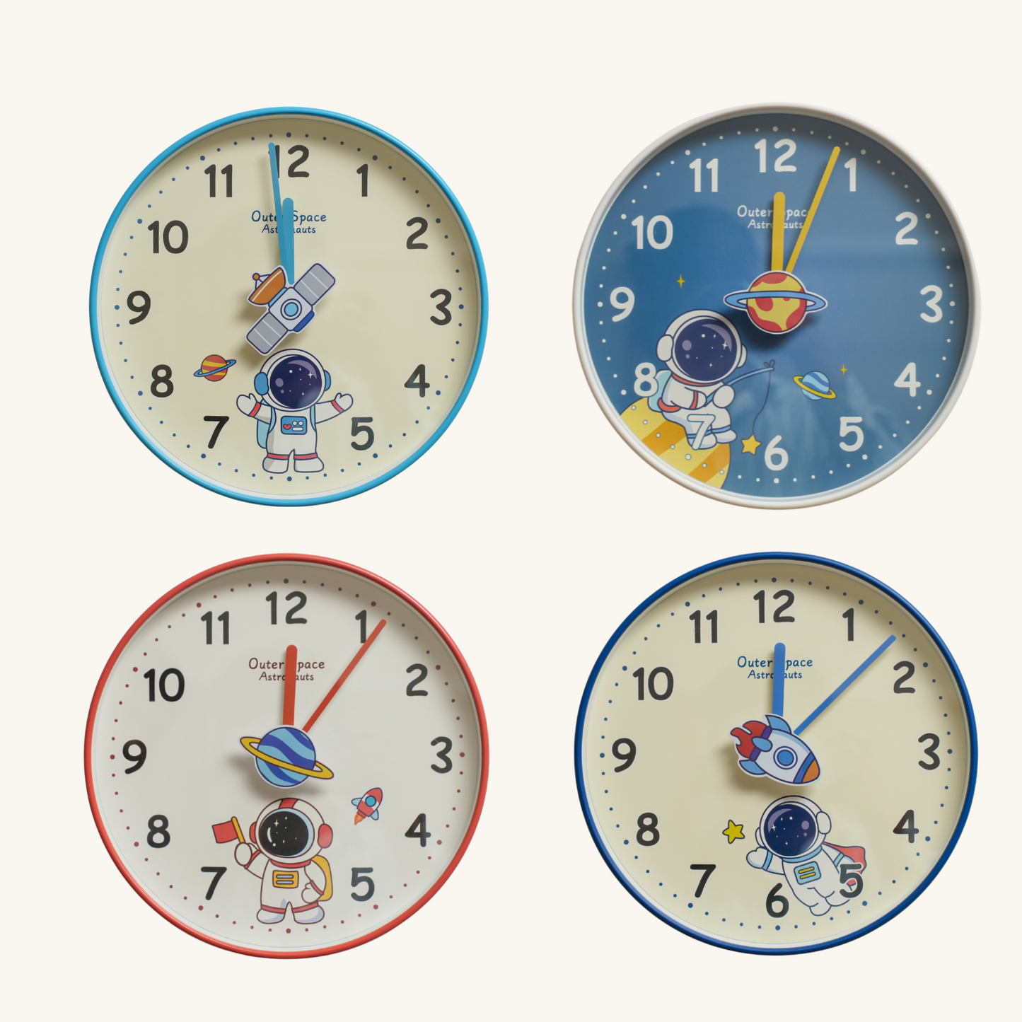Whimsical Astronaut Outer Space Wall Clock