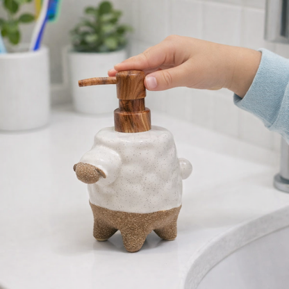 White Sheep Ceramic Soap Dispenser – Adorable Handcrafted Bathroom Accessory | Look Mumma