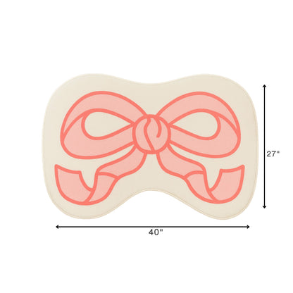 Pretty Bow Ribbon Abstract Floor Mat / Rug – Pastel Pink Kids Room Decor | Look Mumma