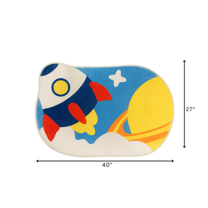 Rocket Adventure Kids Rug – Space-Themed Play Mat | Look Mumma