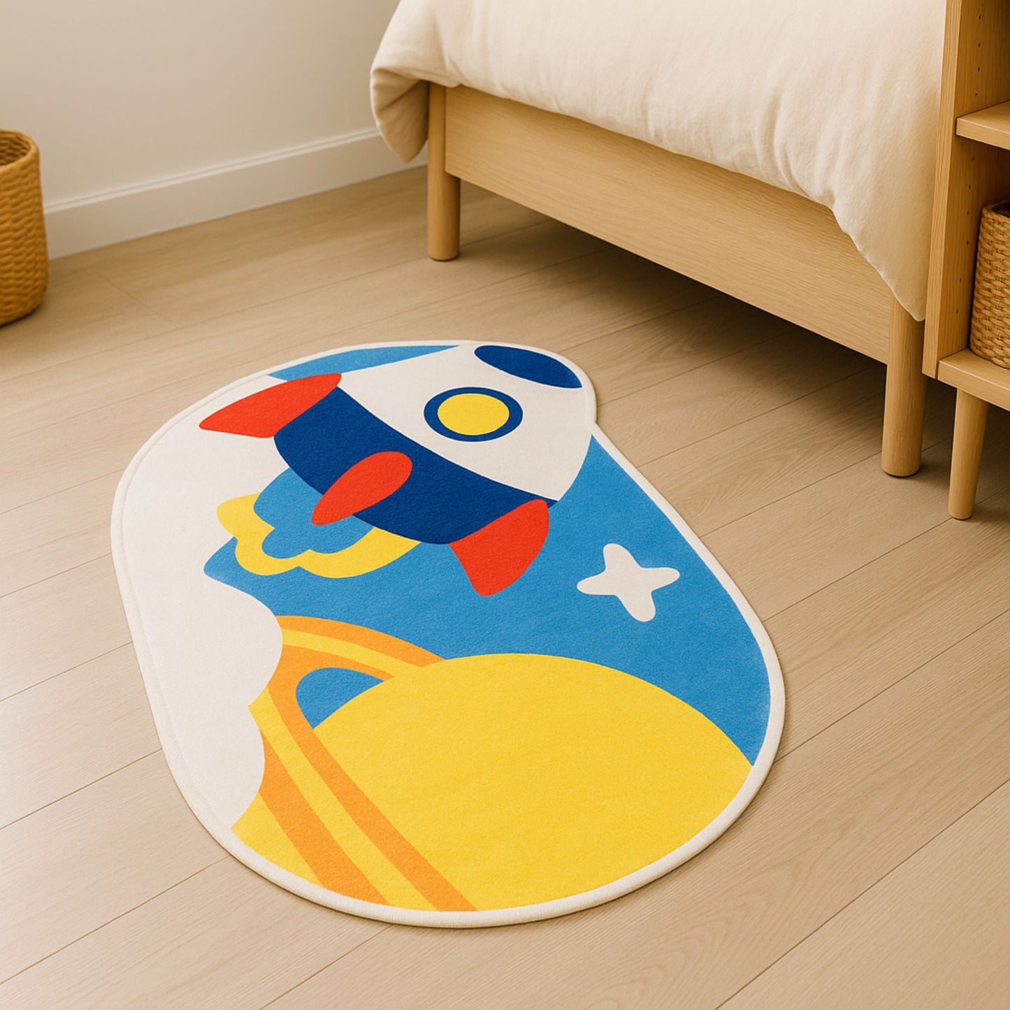 Rocket Adventure Kids Rug – Space-Themed Play Mat | Look Mumma