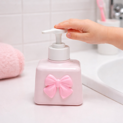 Pink Bow Soap Dispenser – Elegant Polyresin Bathroom Accessory | Look Mumma