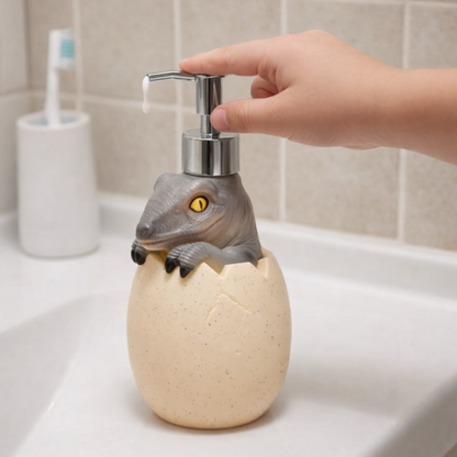 Grey Dino Egg Soap Dispenser – Handcrafted Polyresin Bathroom Accessory | Look Mumma