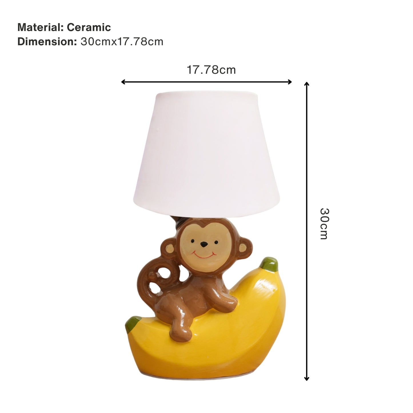 Playful Monkey & Banana Ceramic Table Lamp | Look Mumma