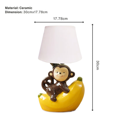 Playful Monkey & Banana Ceramic Table Lamp | Look Mumma