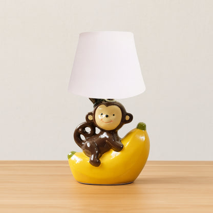 Playful Monkey & Banana Ceramic Table Lamp | Look Mumma