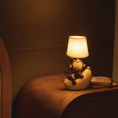 Playful Monkey & Banana Ceramic Table Lamp | Look Mumma