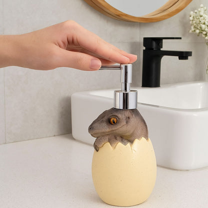 Grey Dino Egg Soap Dispenser – Handcrafted Polyresin Bathroom Accessory | Look Mumma