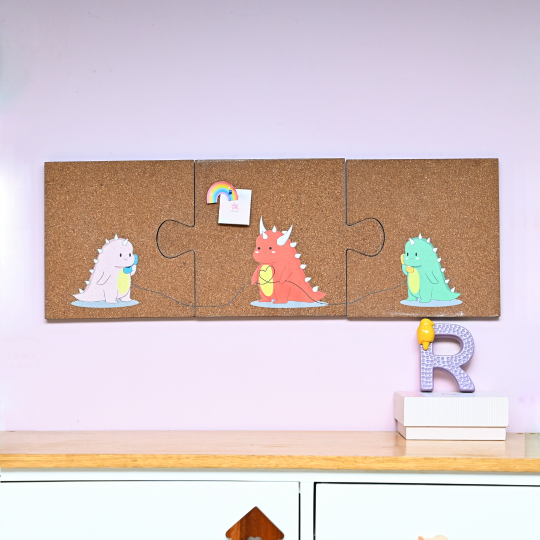 Dinosaur Puzzle Piece Cork Pinboard | Look Mumma