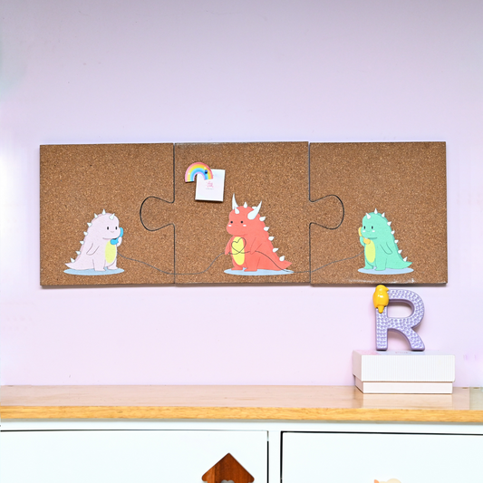 Dinosaur Puzzle Piece Cork Pinboard | Look Mumma