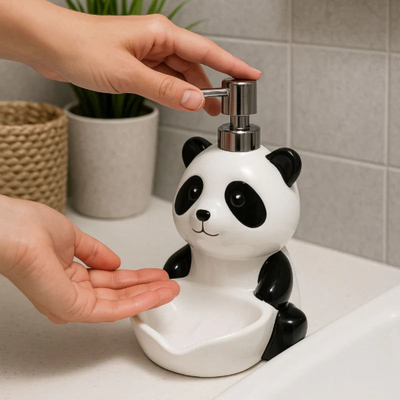 Panda Ceramic Soap Dispenser – Handcrafted Bathroom Accessory | Look Mumma
