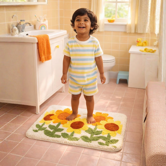 Sunny Bloom Kids Rug – Cheerful Sunflower Play Mat | Look Mumma