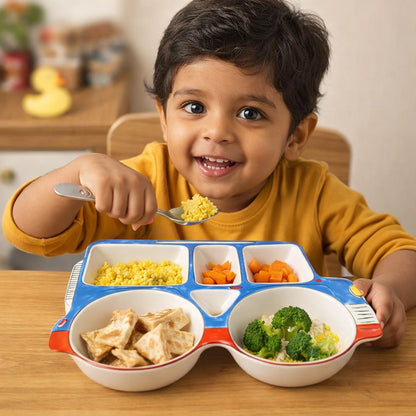 Blue Car Ceramic Plate – Handcrafted Kids Dinnerware | Look Mumma