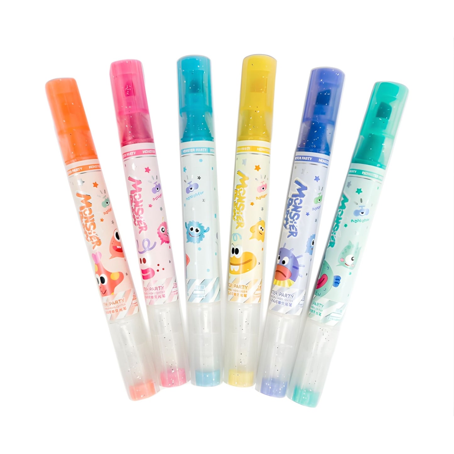 Monster Party Glitter Erasable Highlighter Set (6-piece) | Look Mumma