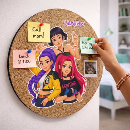 HUNTRXX Trio Anime Round Cork Board | Look Mumma