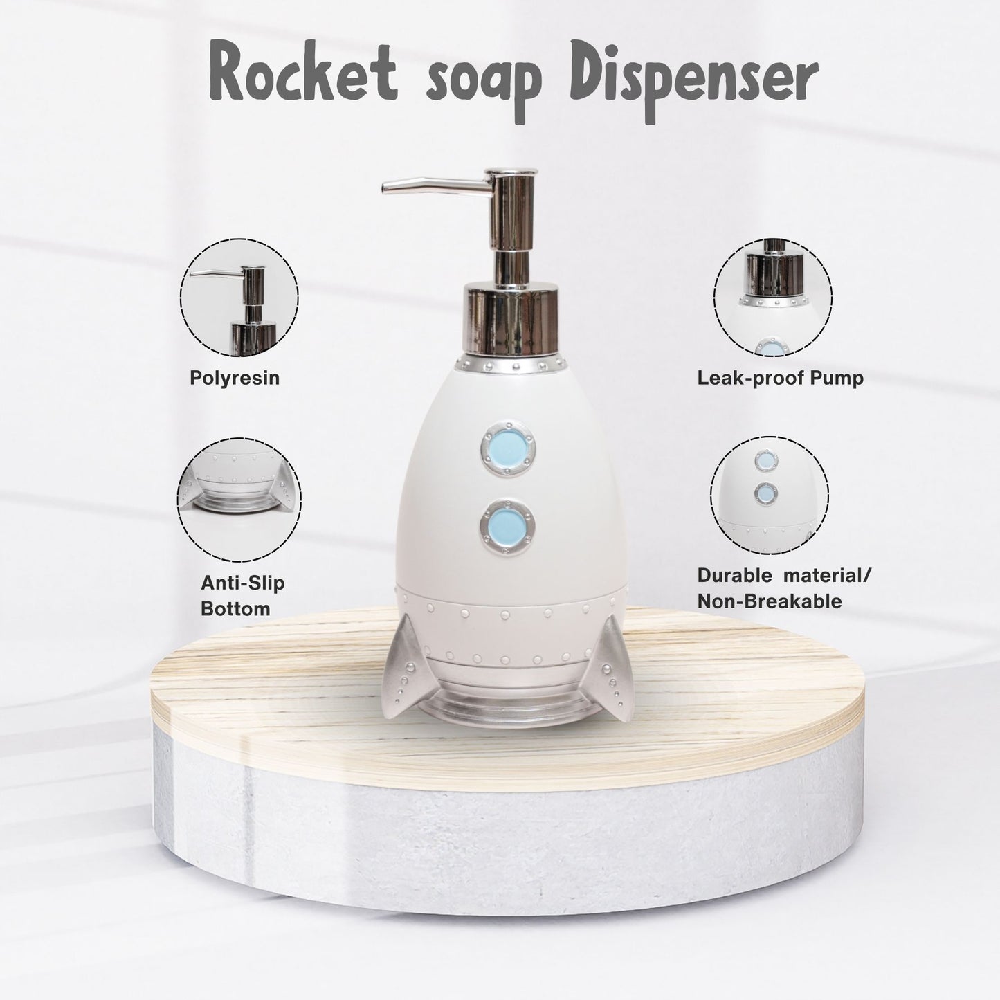 Rocket Soap Dispenser | Fun and Functional Bathroom Accessory | Look Mumma