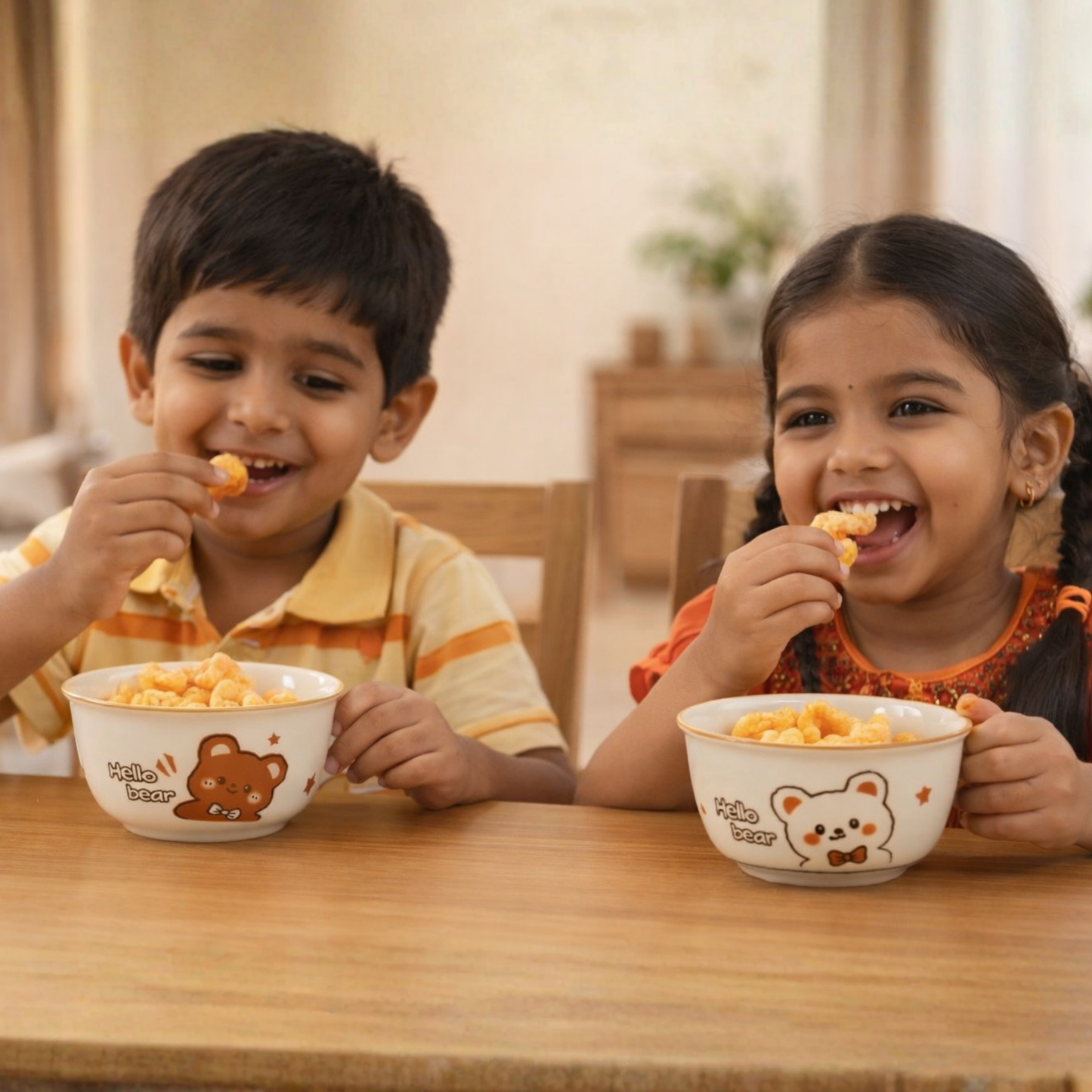 Set of 2 Bear Ceramic Snack Bowl / Dessert Dish – Handcrafted Lovely Kids Tableware | Look Mumma