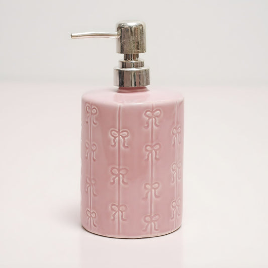 Ribbon Soap Dispenser | Elegant Pink Bathroom Accessory | Look Mumma