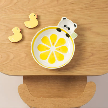 Panda Lemon Slice Ceramic Plate – Handcrafted Fruit & Animal Kids Dinnerware | Look Mumma