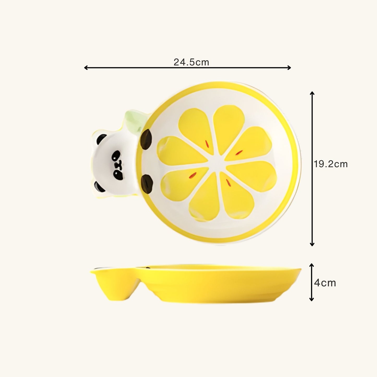 Panda Lemon Slice Ceramic Plate – Handcrafted Fruit & Animal Kids Dinnerware | Look Mumma