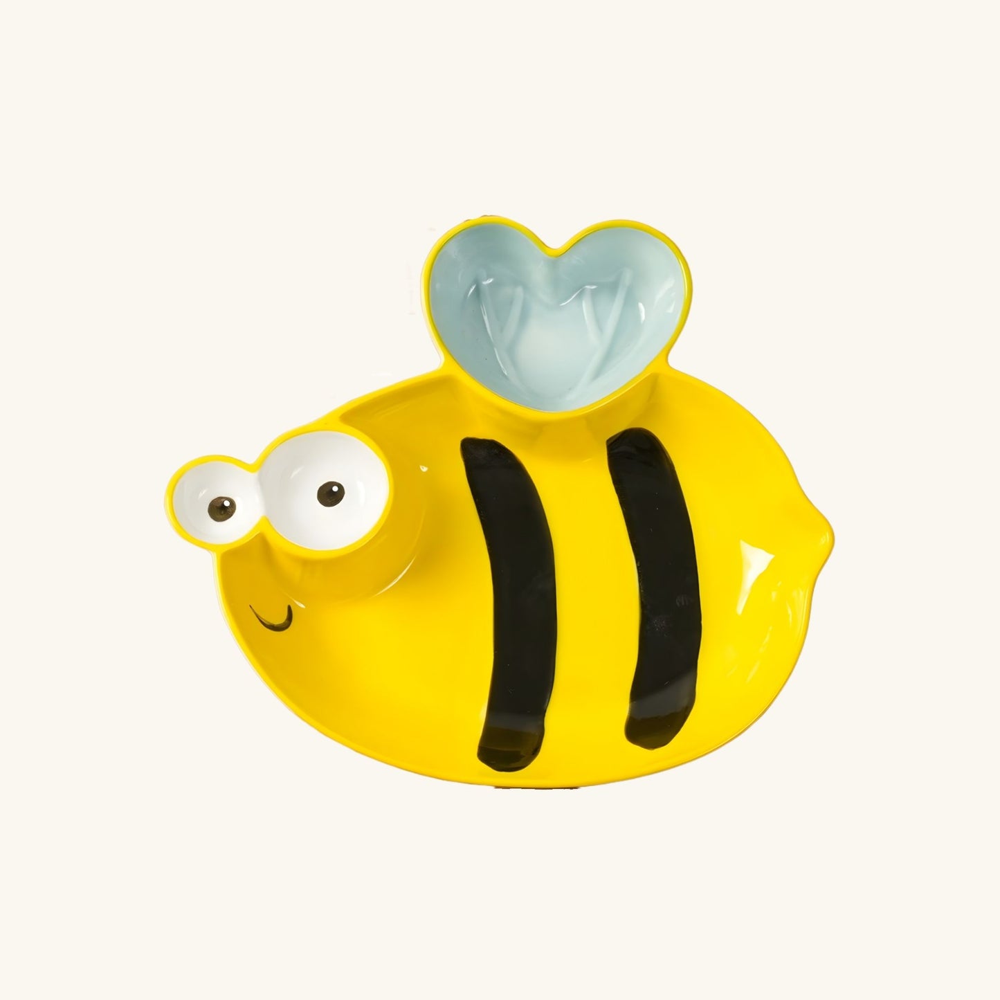 Buzzing Bee Heart Ceramic Plate – Handcrafted Honeybee Kids Dinnerware | Look Mumma