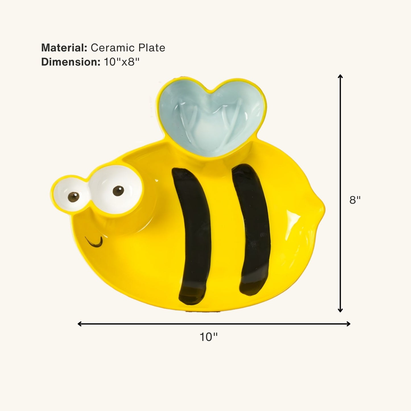 Buzzing Bee Heart Ceramic Plate – Handcrafted Honeybee Kids Dinnerware | Look Mumma