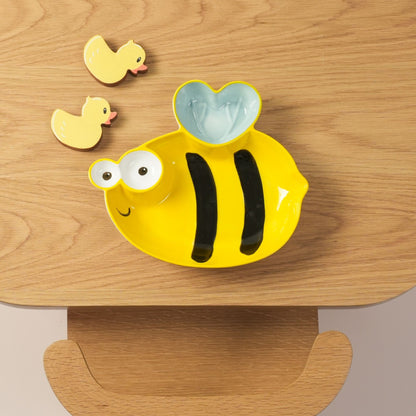Buzzing Bee Heart Ceramic Plate – Handcrafted Honeybee Kids Dinnerware | Look Mumma
