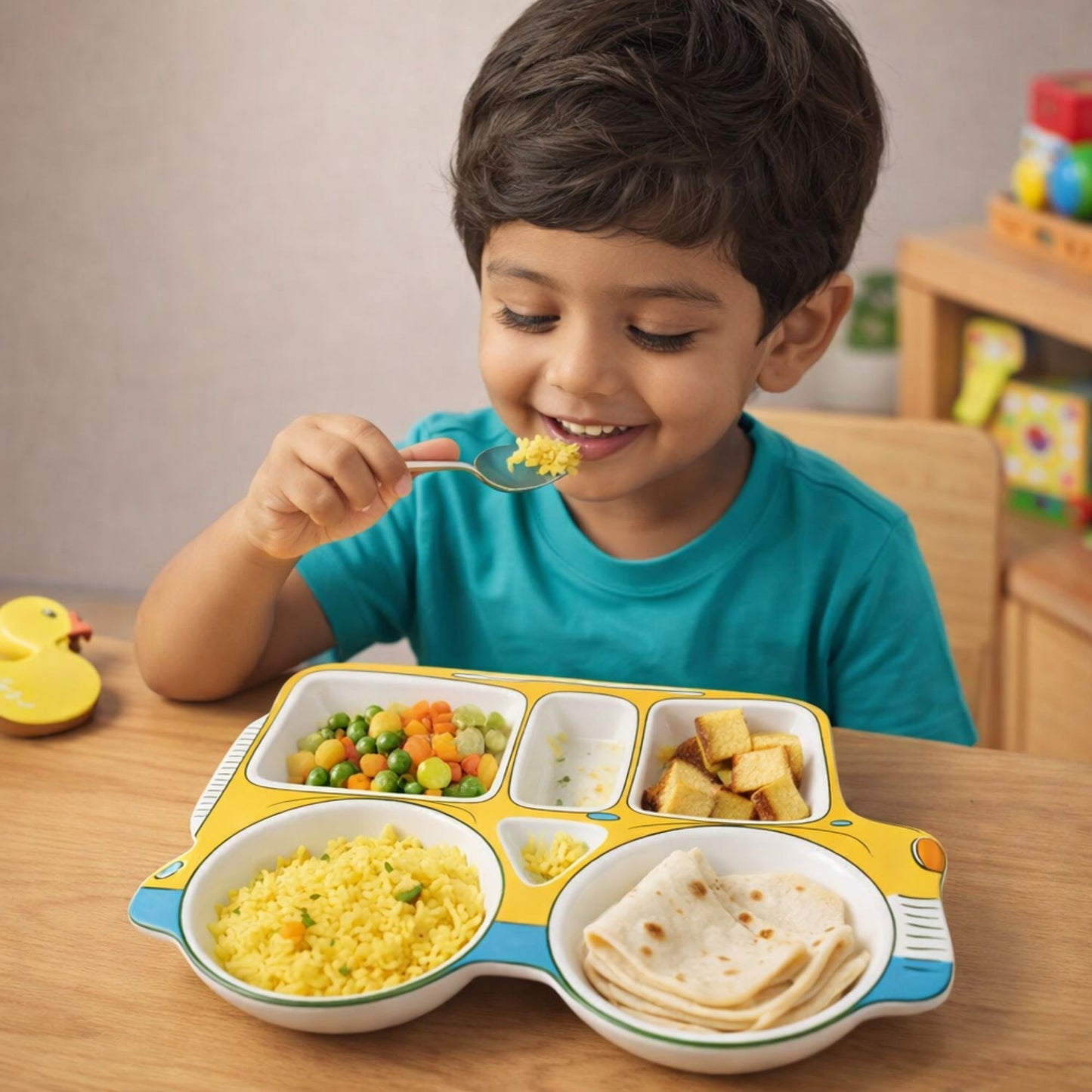 Yellow Car Ceramic Plate – Handcrafted Kids Dinnerware | Look Mumma