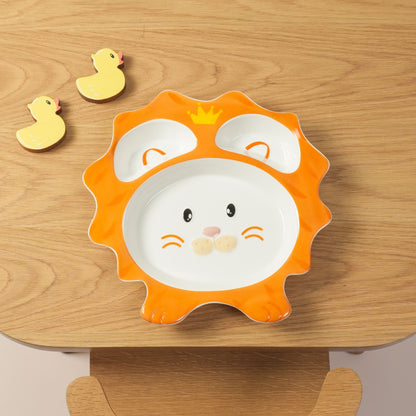 King Lion Crown Ceramic Plate – Handcrafted Safari Animal Kids Dinnerware | Look Mumma