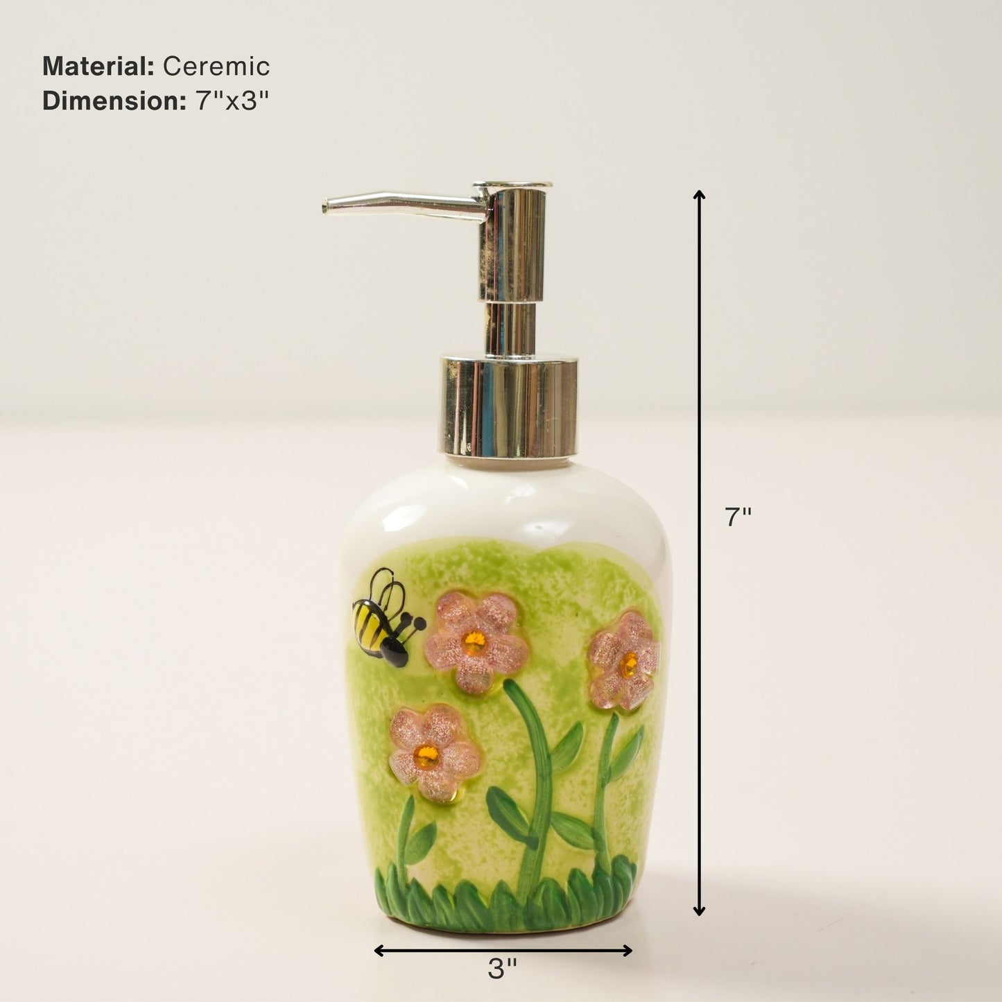 Green Flower & Bee Ceramic Bathroom Set | Look Mumma