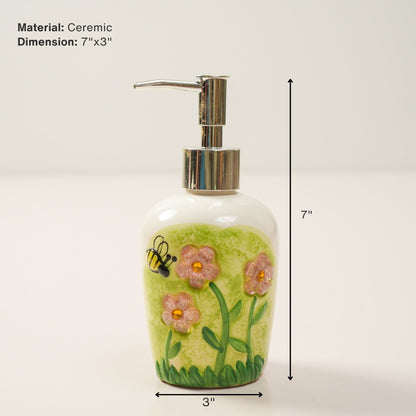 Green Flower & Bee Ceramic Bathroom Set | Look Mumma