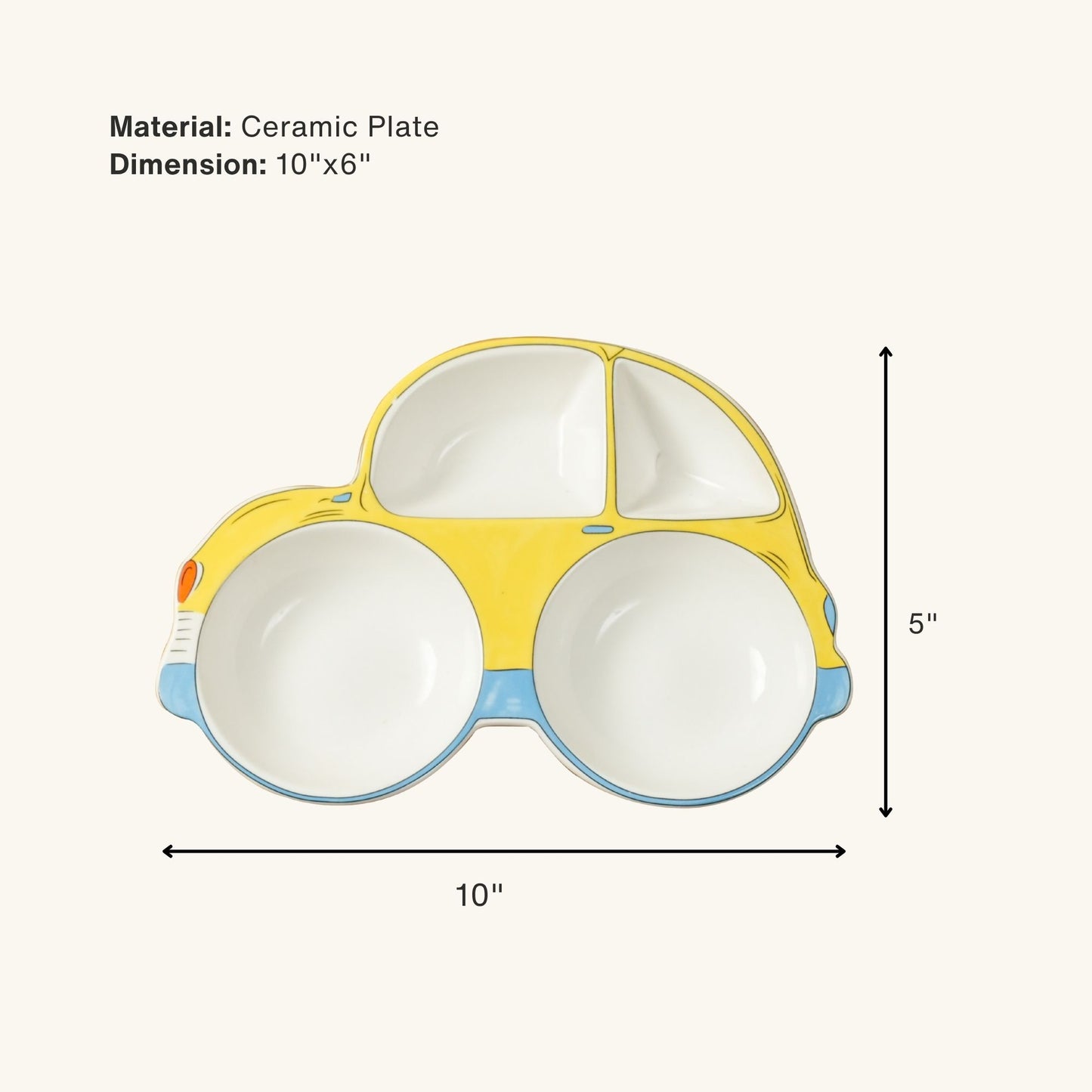 Speedy Car Ceramic Plate – Handcrafted Race Car Kids Dinnerware | Look Mumma