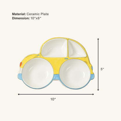 Speedy Car Ceramic Plate – Handcrafted Race Car Kids Dinnerware | Look Mumma