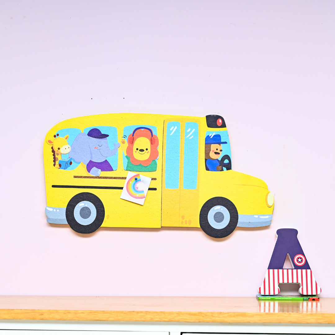 School Bus Shaped Cork Pinboard | Look Mumma